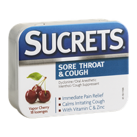 Sucrets Sore Throat & Cough Suppressant Lozenges Vapor Cherry - 18 CT