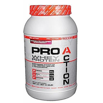 Reaction Nutrition Recor Pro Action Whey Protein, Chocolate Covered Strawberry, 2 Pound