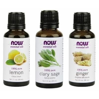 3-Pack Variety of NOW Essential Oils: Refresh Yourself - Lemon, Clary Sage, Ginger