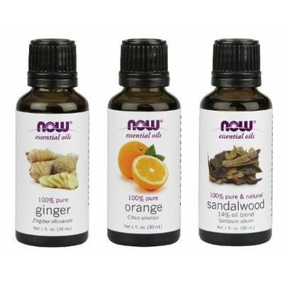 3-Pack Variety of NOW Essential Oils: Blissful Thinking- Ginger, Orange, Sandalwood