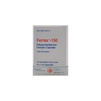 Major Ferrex-150 Polysaccharide-iron Complex Capsules 10 X 10