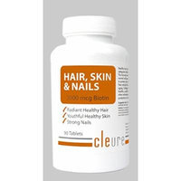 Cleure Hair, Skin & Nails Natural Vitamin Supplement - Extra Strength - Made in the USA, High Potency Biotin, Vitamin Fortified supporting hair growth, radiant skin, strong nails; Free of harmful fillers for easy absorption - 90 Tablets