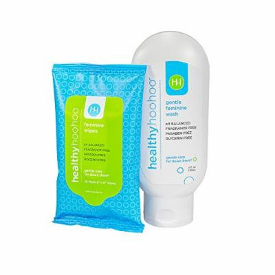 healthy hoohoo All Natural Gentle Feminine Wash (4.0 OZ) and Travel Pack of Wipes (10 Wipes) Combo Pack