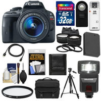 Canon EOS Rebel SL1 Digital SLR Camera & EF-S 18-55mm IS STM Lens with 32GB Card + Battery + Case + Flash + Tele/Wide Lenses + Tripod + Accessory Kit