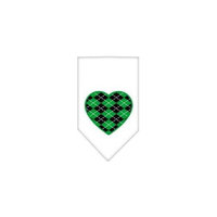Ahi Argyle Heart Green Screen Print Bandana White Large