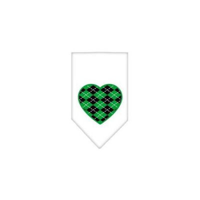 Ahi Argyle Heart Green Screen Print Bandana White Large
