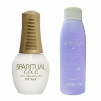 Bundle of Two Items: SpaRitual Gold Collection Nail Lacquer Top Coat .5 oz with Nail Polish Remover 2 oz