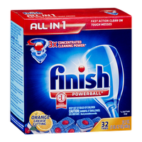 Finish Powerball All IN 1 Tabs Orange Grease Cutting Scent - 32 CT