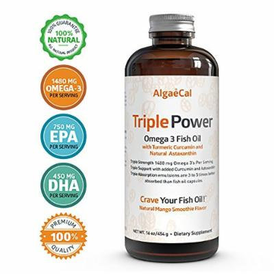 Great Tasting Triple Strength Fish Oil Supplement - Triple Power Omega 3 Fish Oil (16 fl oz) - 100% Mango Flavored, Best Tasting Fish Oil, and No Burp-Back - Improves Omega 3 Test Levels In 90 Days