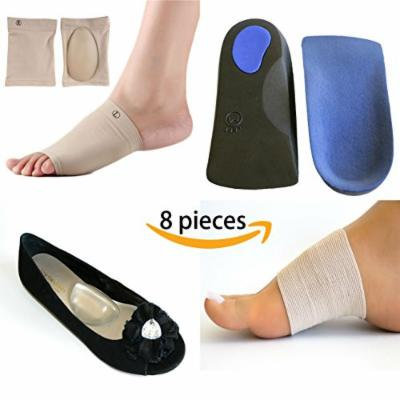 LifeLux Plantar Fasciitis Arch Support Pain Relief Value Pack. 1 Pair 3/4 Length Arch Support Insoles, Heel Cushion For Plantar Fasciitis Treatment, Back Pain; 2 Self Adhesive Gel Arch Support Shoe Inserts For Flat Feet, Knee Pain; 2 Arch Support...