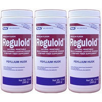 Reguloid Psyllium Husk Natural Vegetable Bulk Forming Laxative Fiber Supplement Powder Generic for Metamucil 13 oz. per Bottle Pack of 3