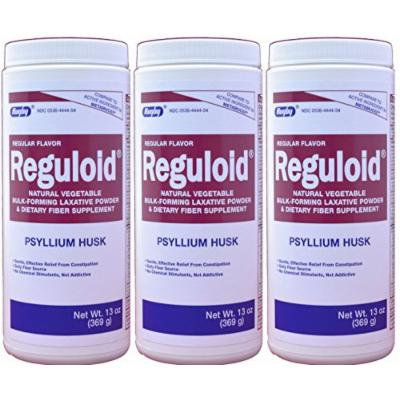 Reguloid Psyllium Husk Natural Vegetable Bulk Forming Laxative Fiber Supplement Powder Generic for Metamucil 13 oz. per Bottle Pack of 3