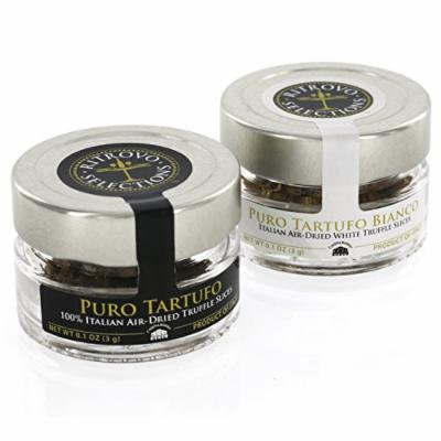 Truffle Mushroom Slices - 100% Italian Air-Dried Gourmet Black Truffles and White Truffles - Set of 2 (0.1oz Jars)