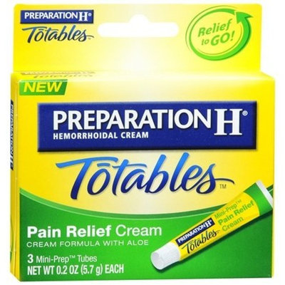Preparation H Totables Hermorrhoidal Cream -- 3 Mini-Prep Tubes