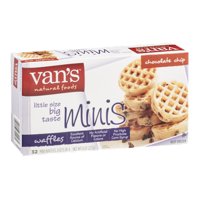 Van's Natural Foods Mini Waffles Chocolate Chip - 32 CT