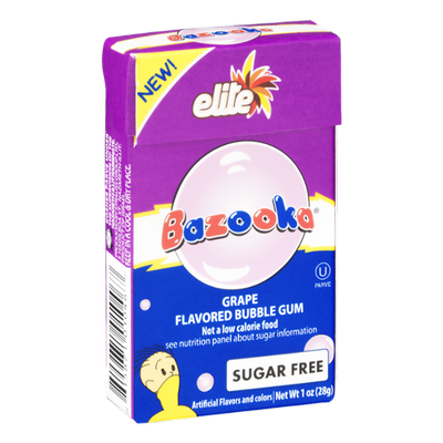 Bazooka Elite Bubble Gum Grape Sugar Free