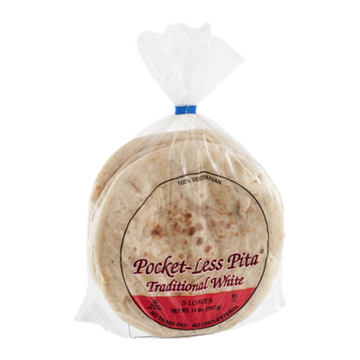Pocket-Less Pita Traditional White Loaves - 5 CT