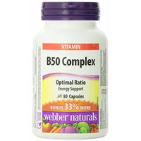 Webber Naturals B50 Complex 50 mg, Bonus Size 60+20 caps
