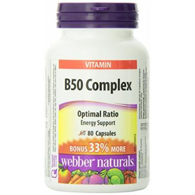 Webber Naturals B50 Complex 50 mg, Bonus Size 60+20 caps