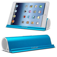 Upgraded Version LuguLake 6W Portable Bluetooth Speaker With Stand Dock , Wireless Stereo Bluetooth 4.0 Speakers Built-in 3.5mm Aux Port for iPhone 6, 5S, iPad Air, Mini, Samsung Galaxy S5, S6, HTC, Tablets, PC - Blue