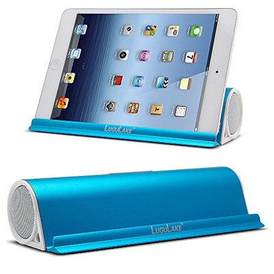 Upgraded Version LuguLake 6W Portable Bluetooth Speaker With Stand Dock , Wireless Stereo Bluetooth 4.0 Speakers Built-in 3.5mm Aux Port for iPhone 6, 5S, iPad Air, Mini, Samsung Galaxy S5, S6, HTC, Tablets, PC - Blue