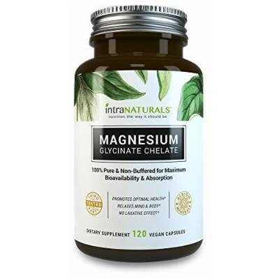Magnesium Glycinate 150mg in Vegan Capsules, Better Absorbing than Tablets , 100% Pure & Non-Buffered for Maximum Bioavailability & Absorption with NO Laxative Effect - Non-GMO , IntraNaturals