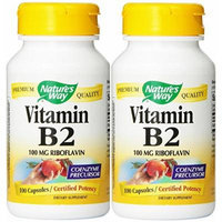 Nature's Way Vitamin B2, 100 mg Riboflavin, 100 Capsules (2 Pack)