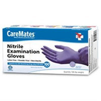 CareMates Nitrile Latex and Powder Free Gloves, Large, 100 ea