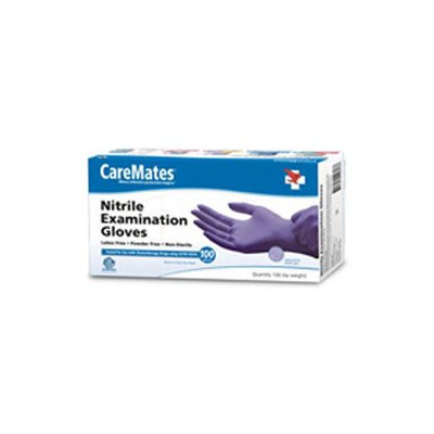 CareMates Nitrile Latex and Powder Free Gloves, Large, 100 ea