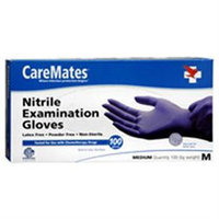 CareMates Nitrile Latex and Powder Free Gloves, Medium, 100 ea