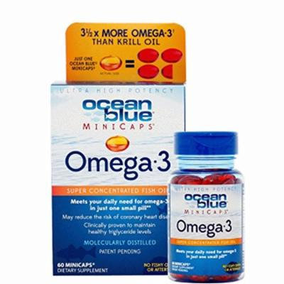 Ocean Blue Omega-3 MiniCaps+ Vitamin D3, 60 Count Pack of 4