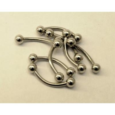 14g Surgical Steel 317L Banana Bar (14.3 Millimeters, plain 4.7mm ball)