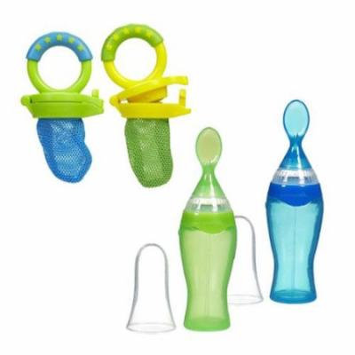 Munchkin Fresh Food Feeders & Easy Squeezy Spoon 2-Pack, Blue/Green