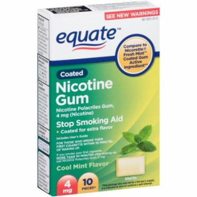 Equate Cool Mint Flavor Coated Nicotine Gum, 4mg, 10 count