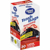 Great Value Drawstring Large Trash Bags, 30 gal, 30 count