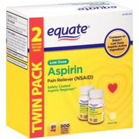 Equate Low Dose Aspirin Enteric Coated Tablets, 81mg, 250 count, 2 pack