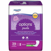 Equate Body Curve Maximum Regular Length Incontinence Pads, 39 count