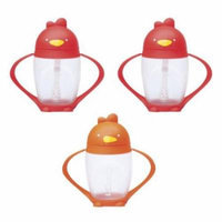 Lollacup Infant And Toddler Straw Cup, 3 Pack - Red/Orange/Red