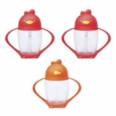 Lollacup Infant And Toddler Straw Cup, 3 Pack - Red/Orange/Red