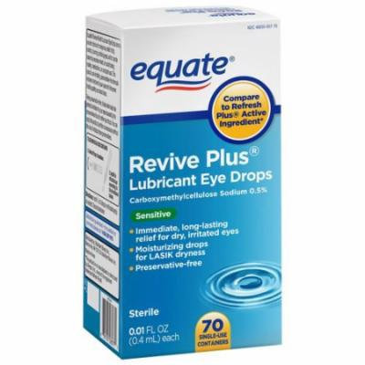 Equate Revive Plus Lubricant Eye Drops, 0.01 fl oz, 70 count