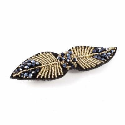 Headwear Leaf Shape Alligator Hair Clip Hairclip Black Steel Blue for Ladies