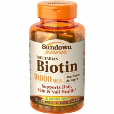 Sundown Naturals Vegetarian Biotin Dietary Supplement Capsules, 10,000mcg, 120 count