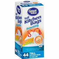 Great Value Drawstring Tall Kitchen Garbage Bags, 13 gal, 44 count