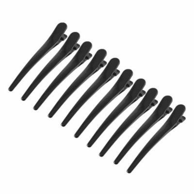 10 Pcs Black Metallic Single Prong Hair Clips Barrette 3.1
