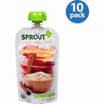 Sprout Organic Fruit & Grain Blend Apple, Cinnamon & Oatmeal Stage 2 Baby Food, 4.0 oz, (Pack of 10)