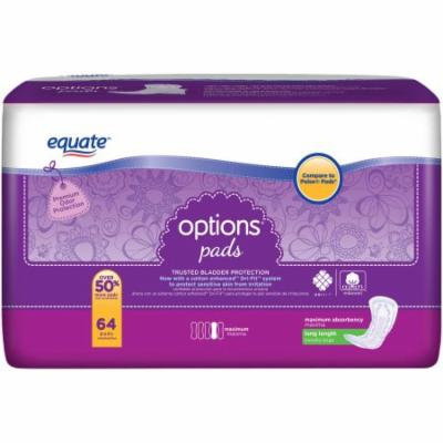 Equate Options Maximum Long Length Incontinence Pads, 64 count