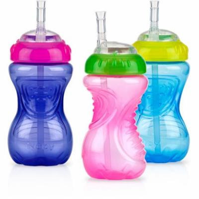 Nuby 3-Pack 10-oz Flexi-Straw Gripper Cup, Girl, BPA-Free