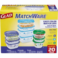 Glad Food Storage Containers, Matchware Variety Pack, 20 Pieces