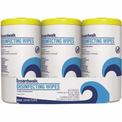 Boardwalk Lemon Scent Disinfecting Wipes, 75 sheets, (Pack of 3)