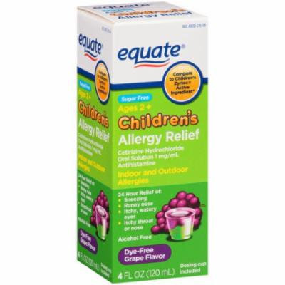 Equate Sugar Free Children's Grape Flavor Allergy Relief Liquid, 4 fl oz